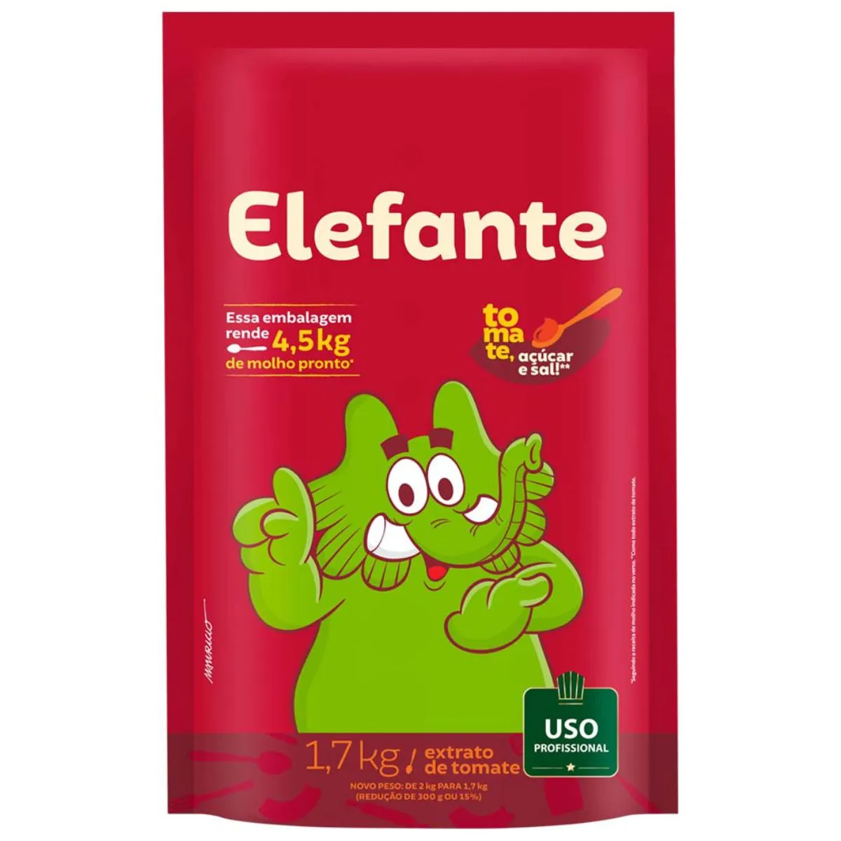 EXTRATO DE TOMATE ELEFANTE SACHE 1,7 KG