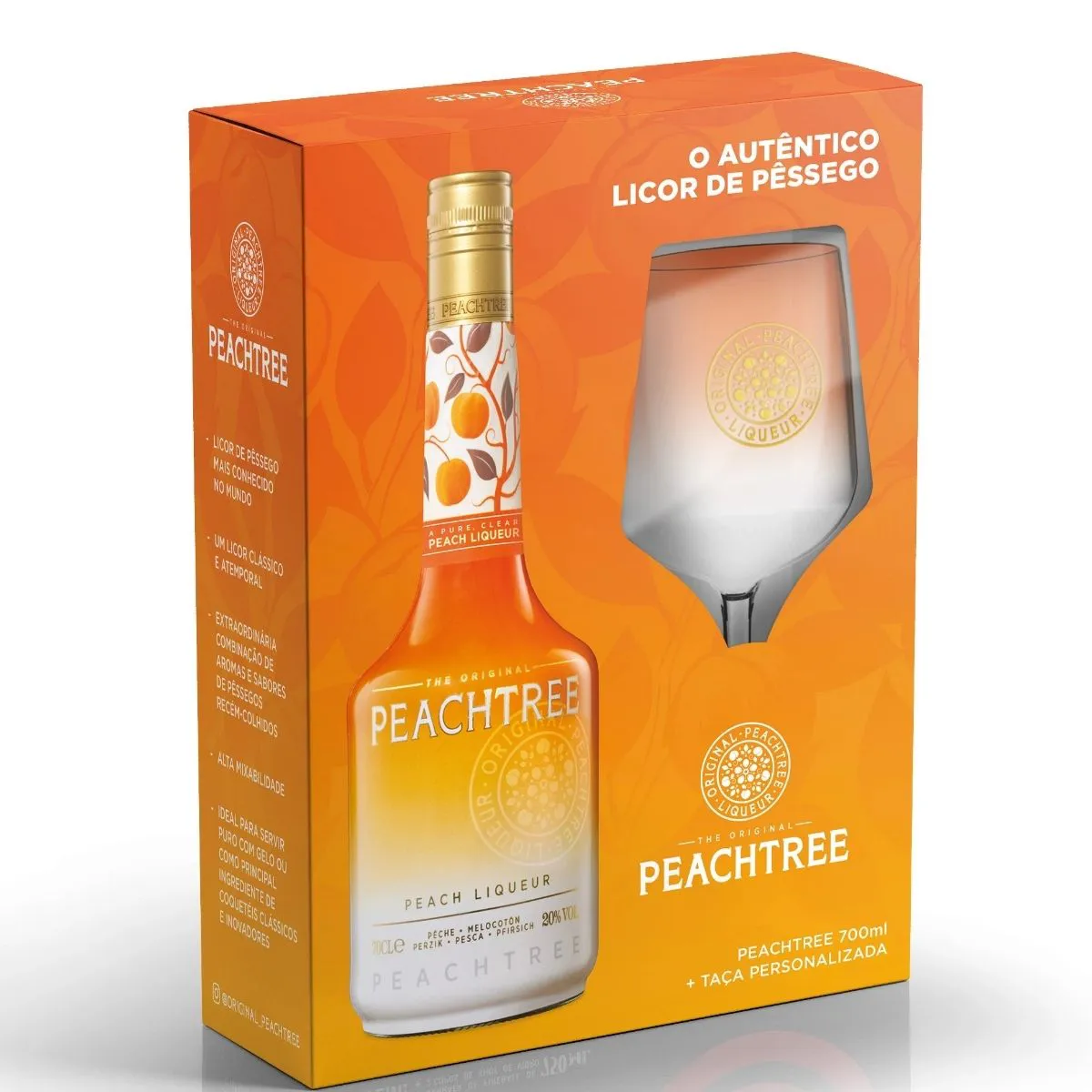 LICOR PEACHTREE CRISTAL C/ TACA 700ML
